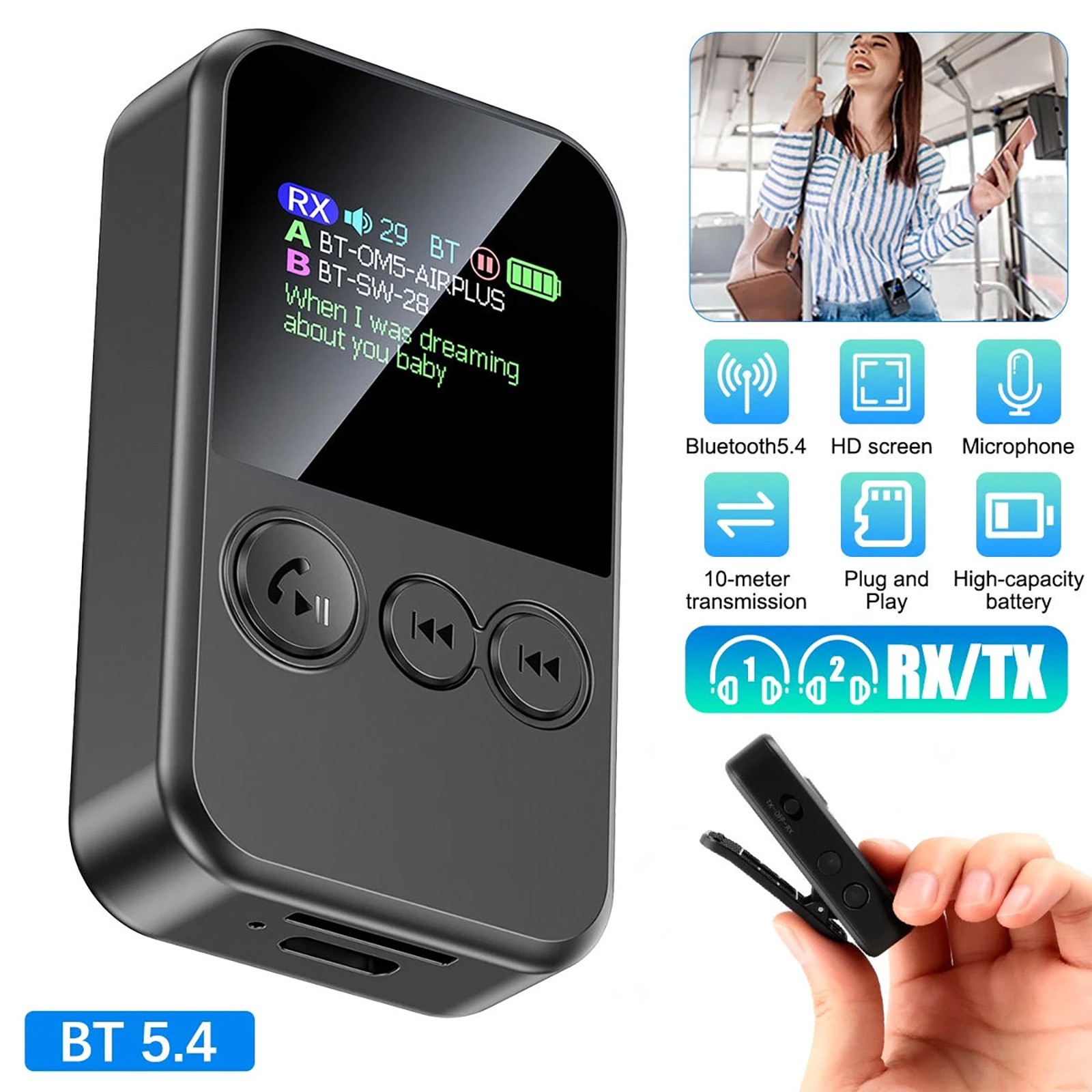 5.4 Version Wireless Bluetooth Audio Adapter with 3.5mm Jack and Included Cables