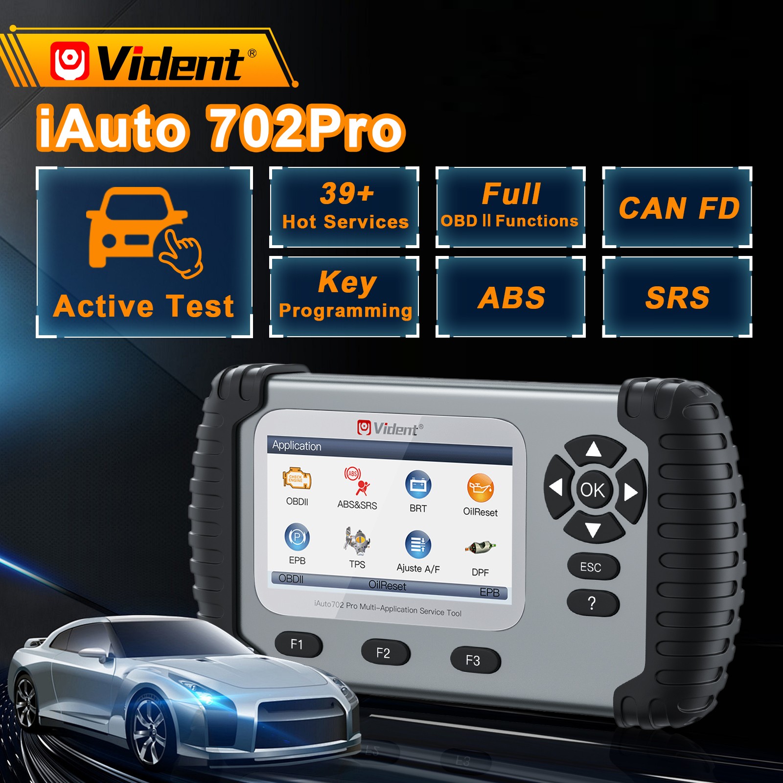Vident iAuto702Pro Bidirectional ABS & SRS 2-System Diagnosis Key Programming