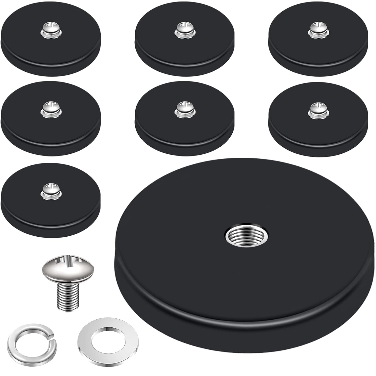 8 Pack Neodymium Magnet Rubber Coated Mounting Magnets with Bolt Nuts