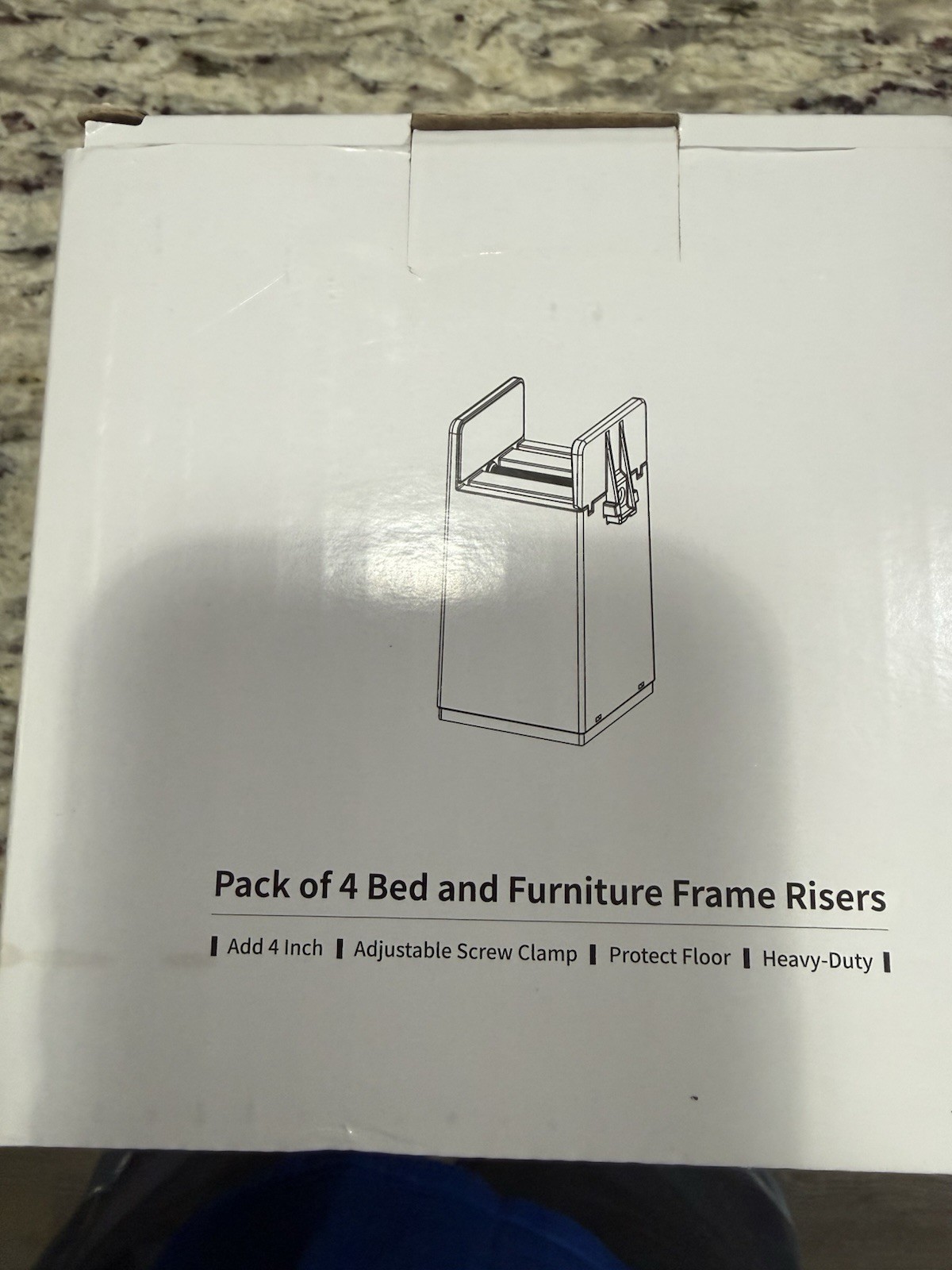 4 Pack Bed Riser with Adjustable Screw Clamp 4" Lift Heavy Duty for Furniture