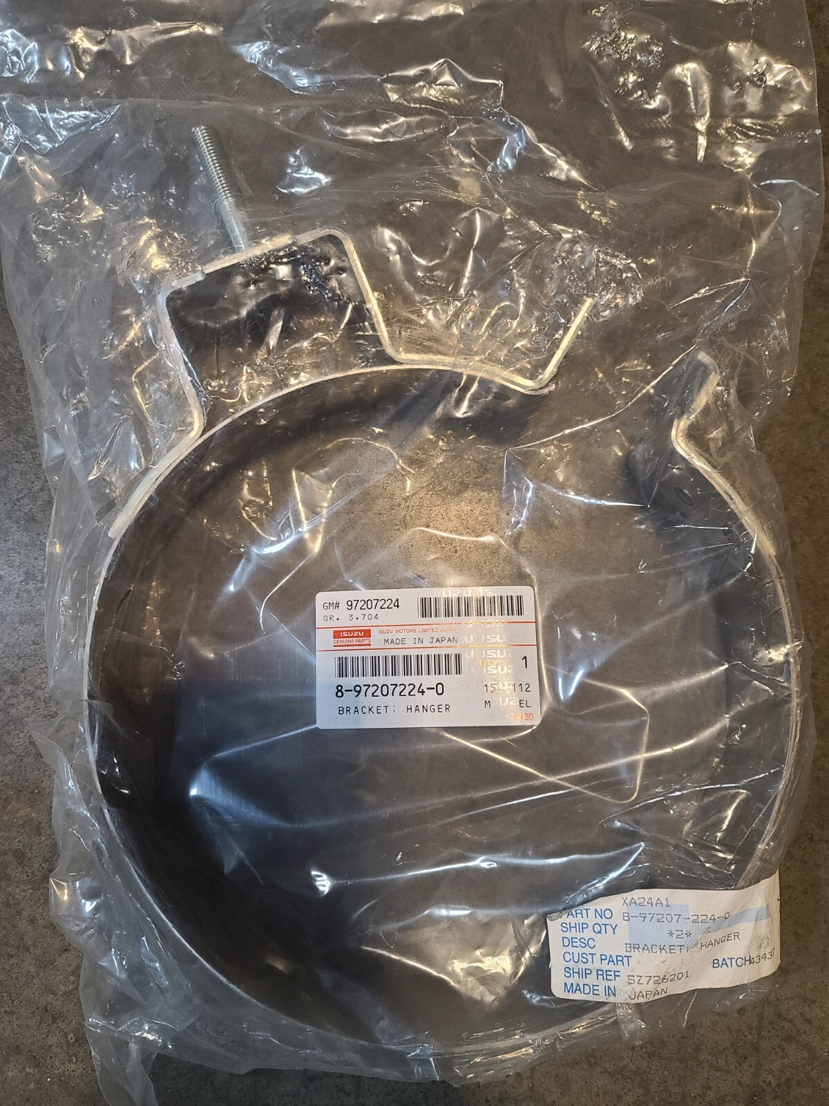 GENUINE ISUZU PARTS EXHAUST BRACKET HANGER 8-97207224-0 NPR, NPR-HD, NQR, NRR