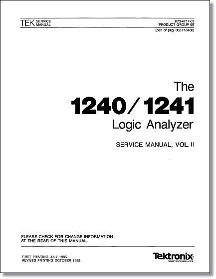 Tektronix 1240 / 1241 Service Manual Vol 2: w/11"X17" Foldouts & Plastic Covers