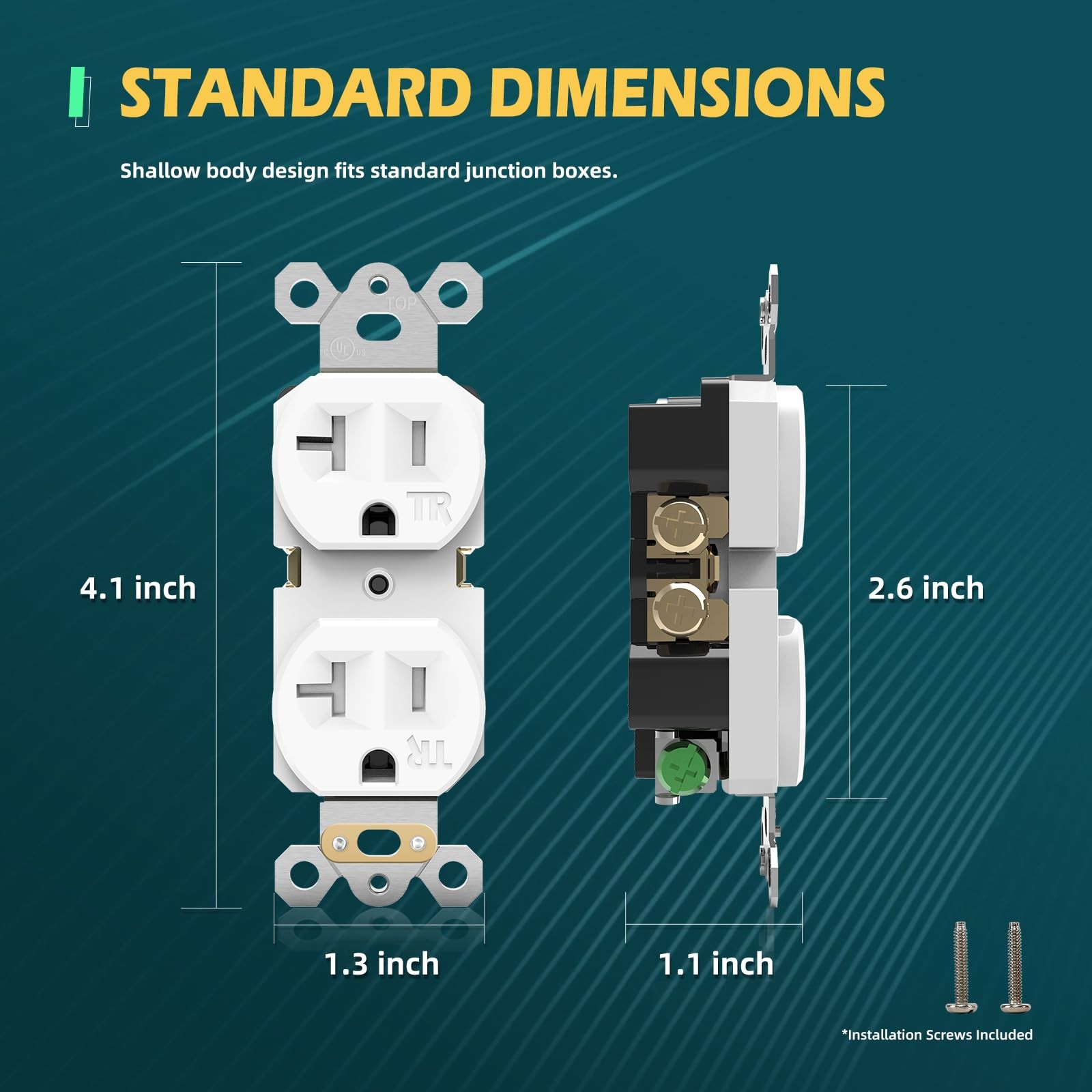TOPELER 10Pack Duplex Wall Receptacle, 20A Tamper-Resistant Outlets, Standard...