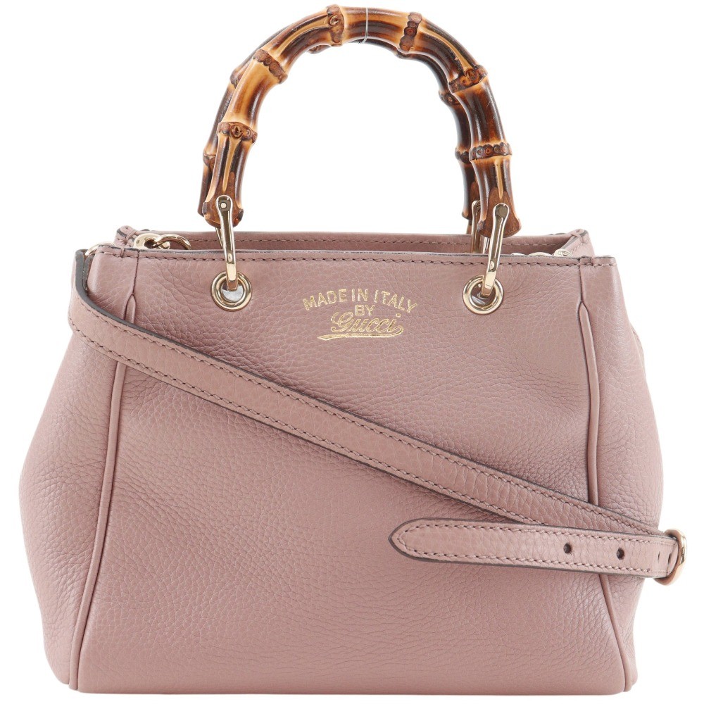 GUCCI 368823 2WAYShoulder Bamboo Mini Shopper Handbag pink Calfskin Women