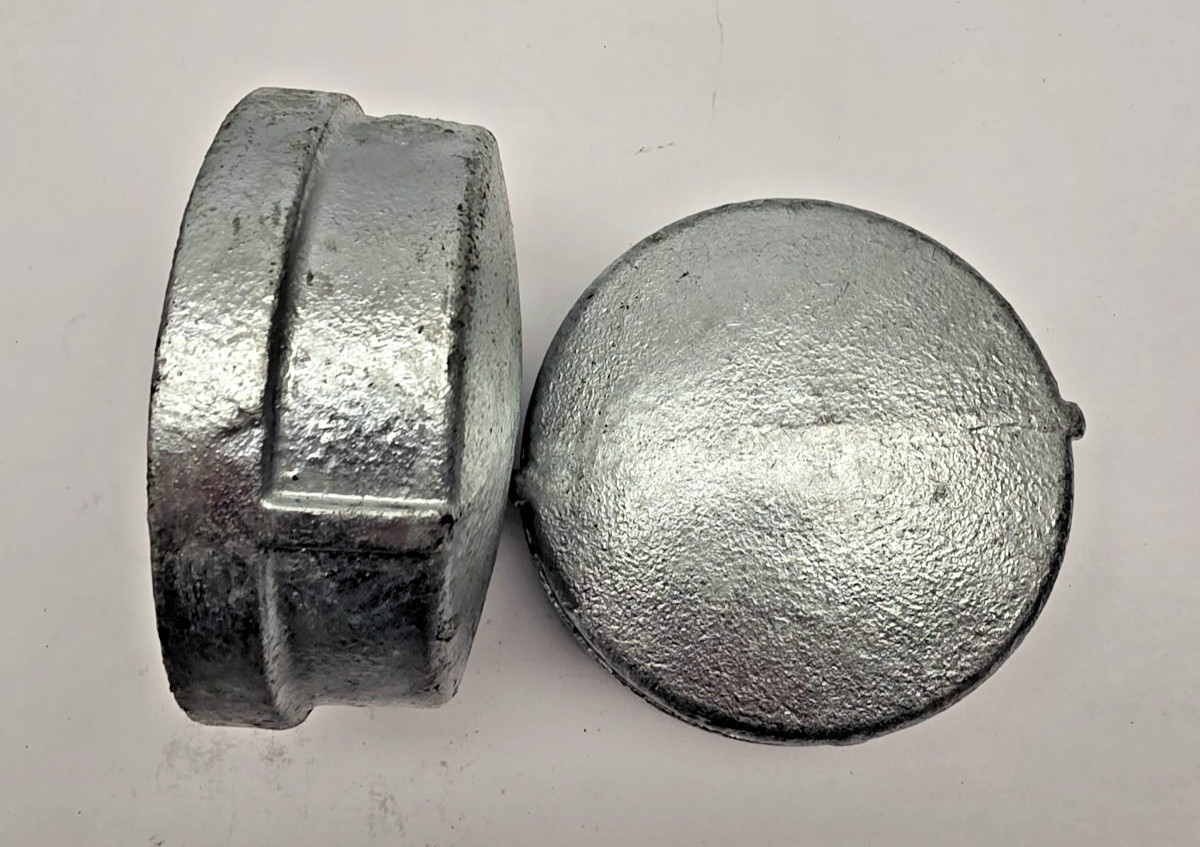 Lot of 2, Cap Threaded  Fitting Malleable Iron 3'' Galvanized, New-Open Box