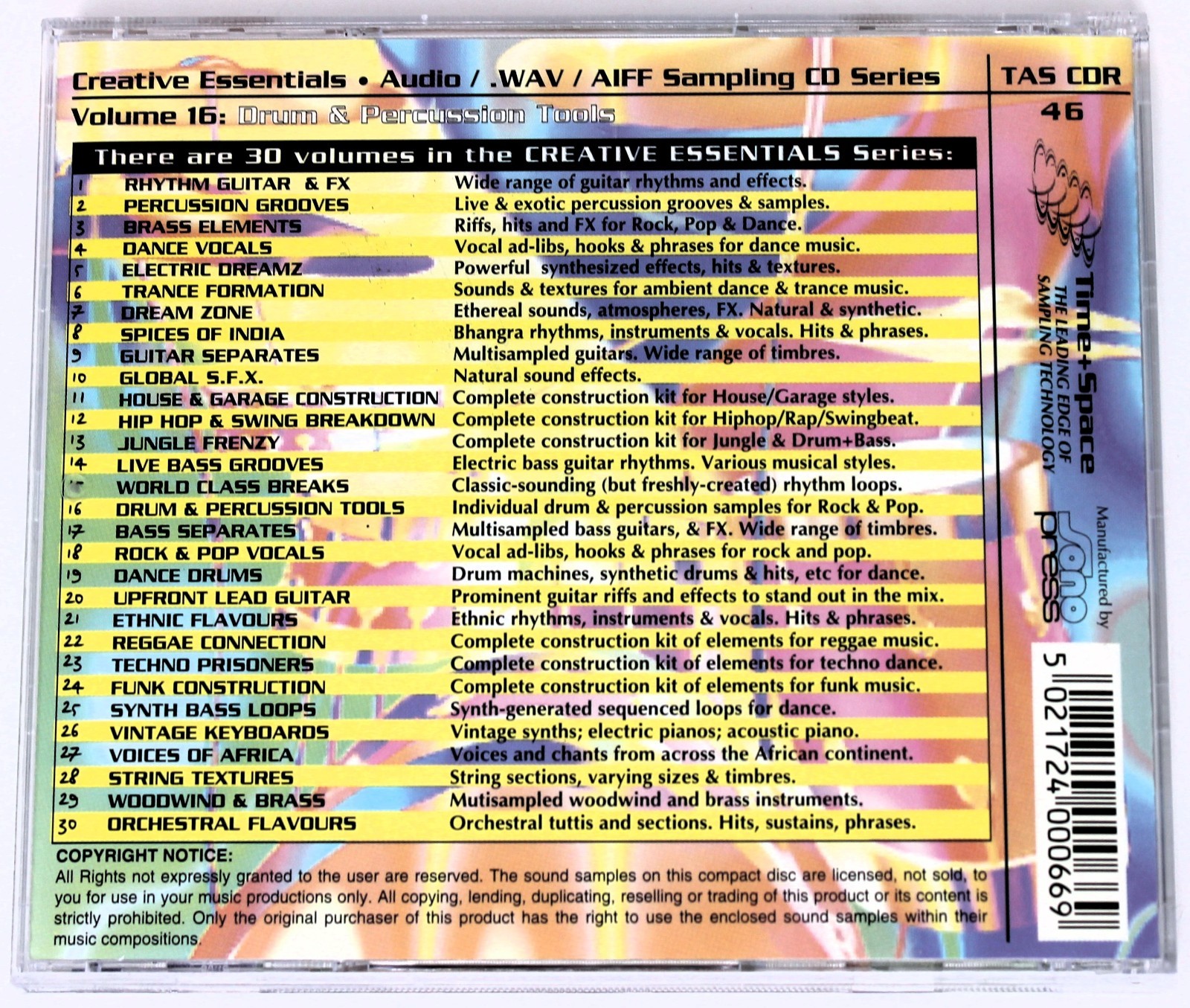 Zero-G Creative Essentials 16 Drums Percussion Tools Sound Library/Sampling CD