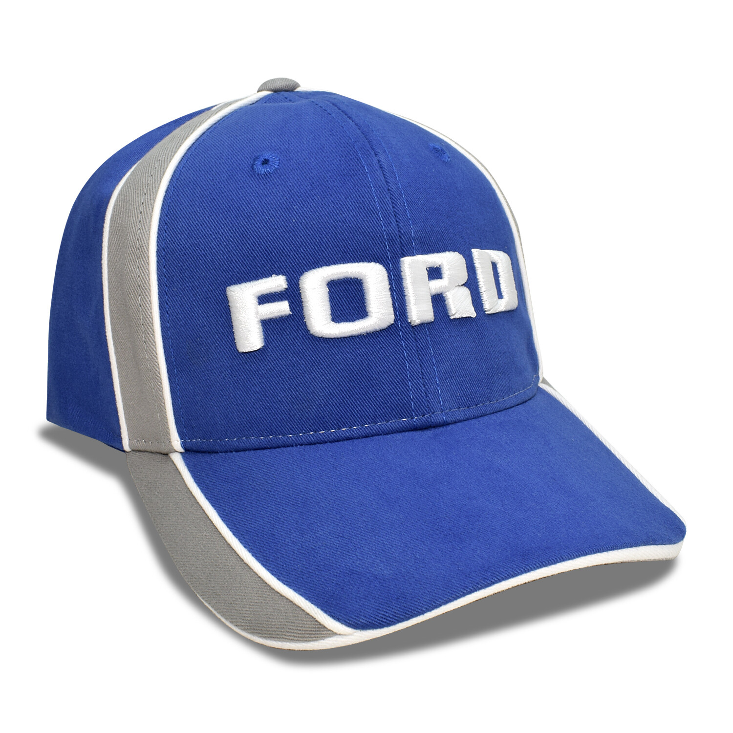 Ford Logo Gray Stripes Blue Sports Baseball Hat
