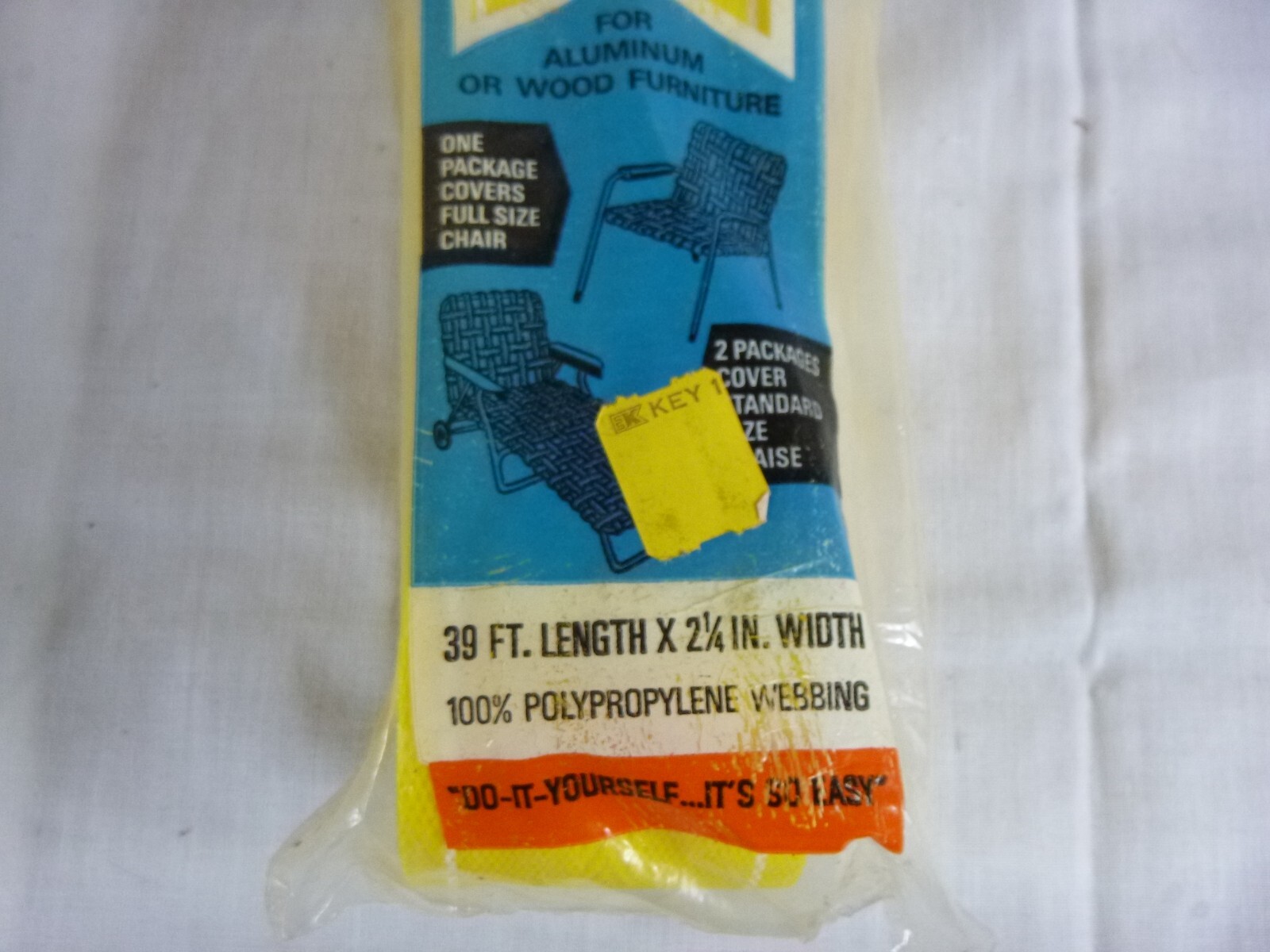 Pk of 39' Vtg Wellington Sunny Yellow Lawn Chair Replacement Webbing