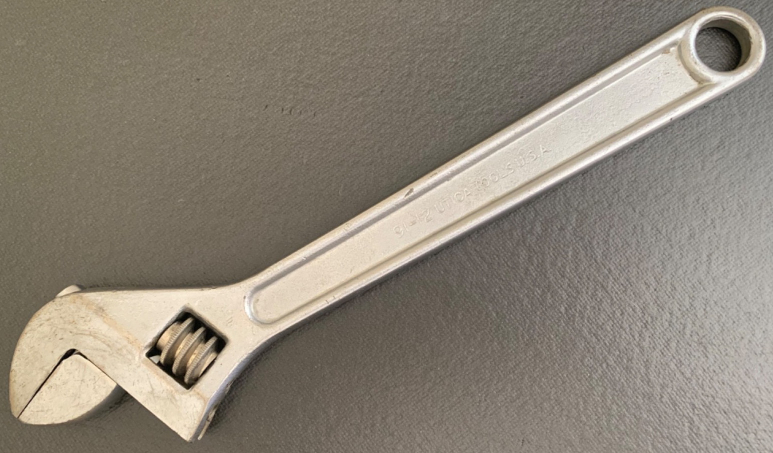 Vintage UTICA TOOLS 91-12 12in. Adjustable Wrench Forged Alloy Steel Made in USA