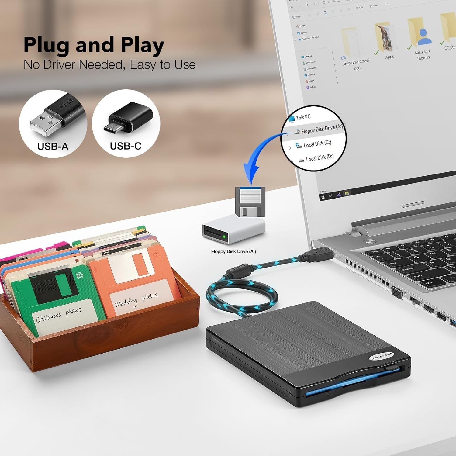 New External Floppy Drive USB A&C