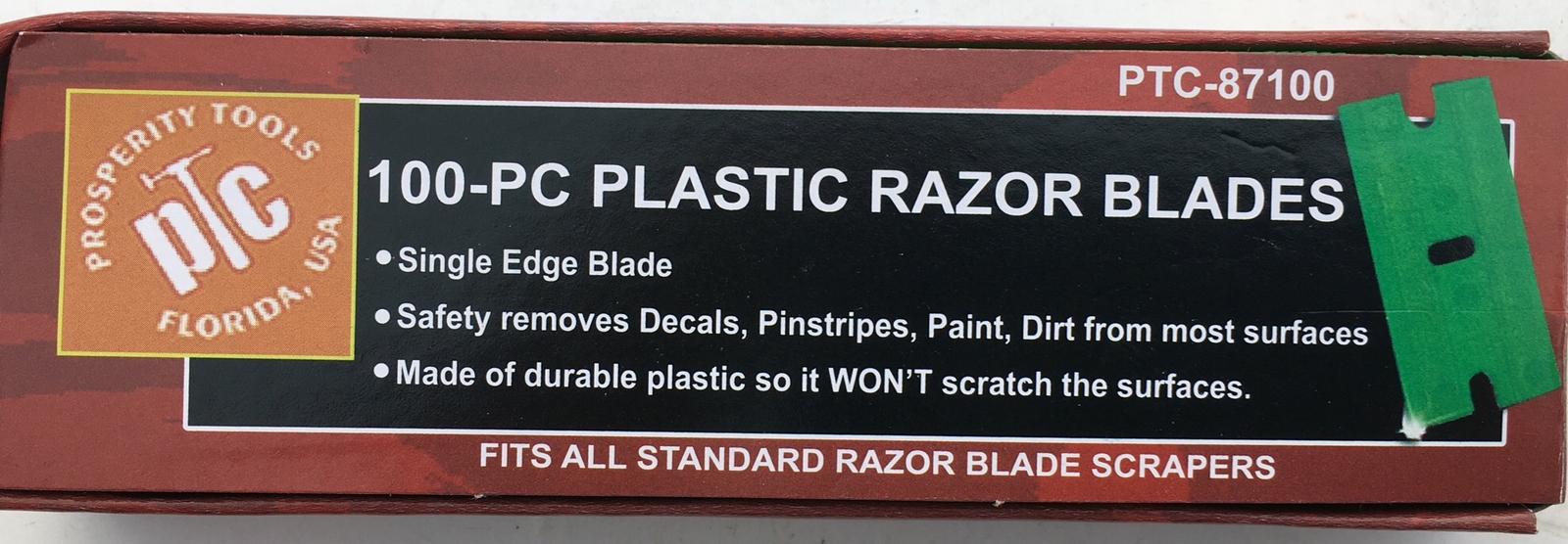 100 Pcs Plastic Single Edged Razor Blades & 2 Pc Scraper Removal
