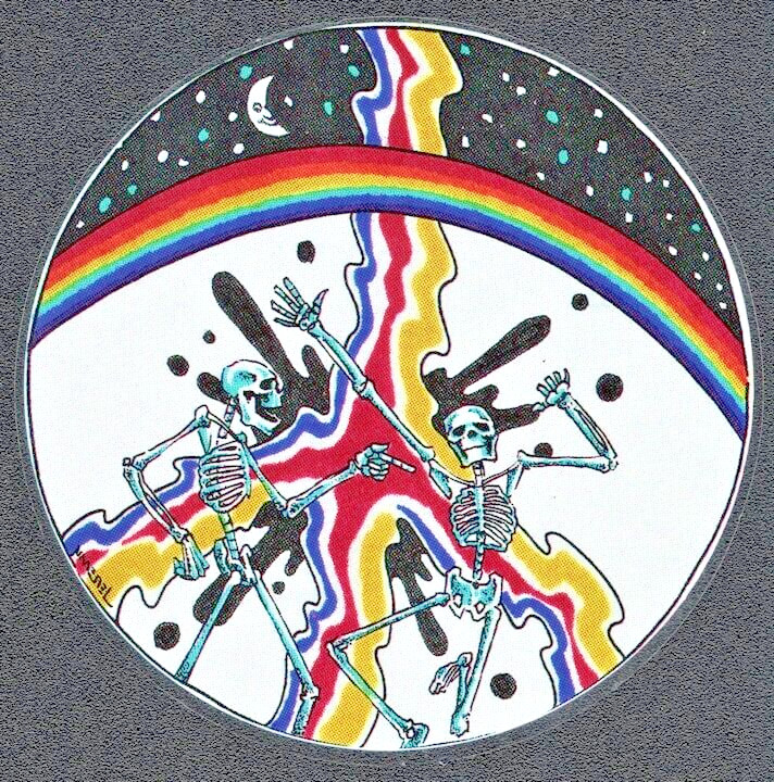 Grateful Dead Vintage Sticker | Dancing Skeletons Rainbow Moon Auto Decal NOS