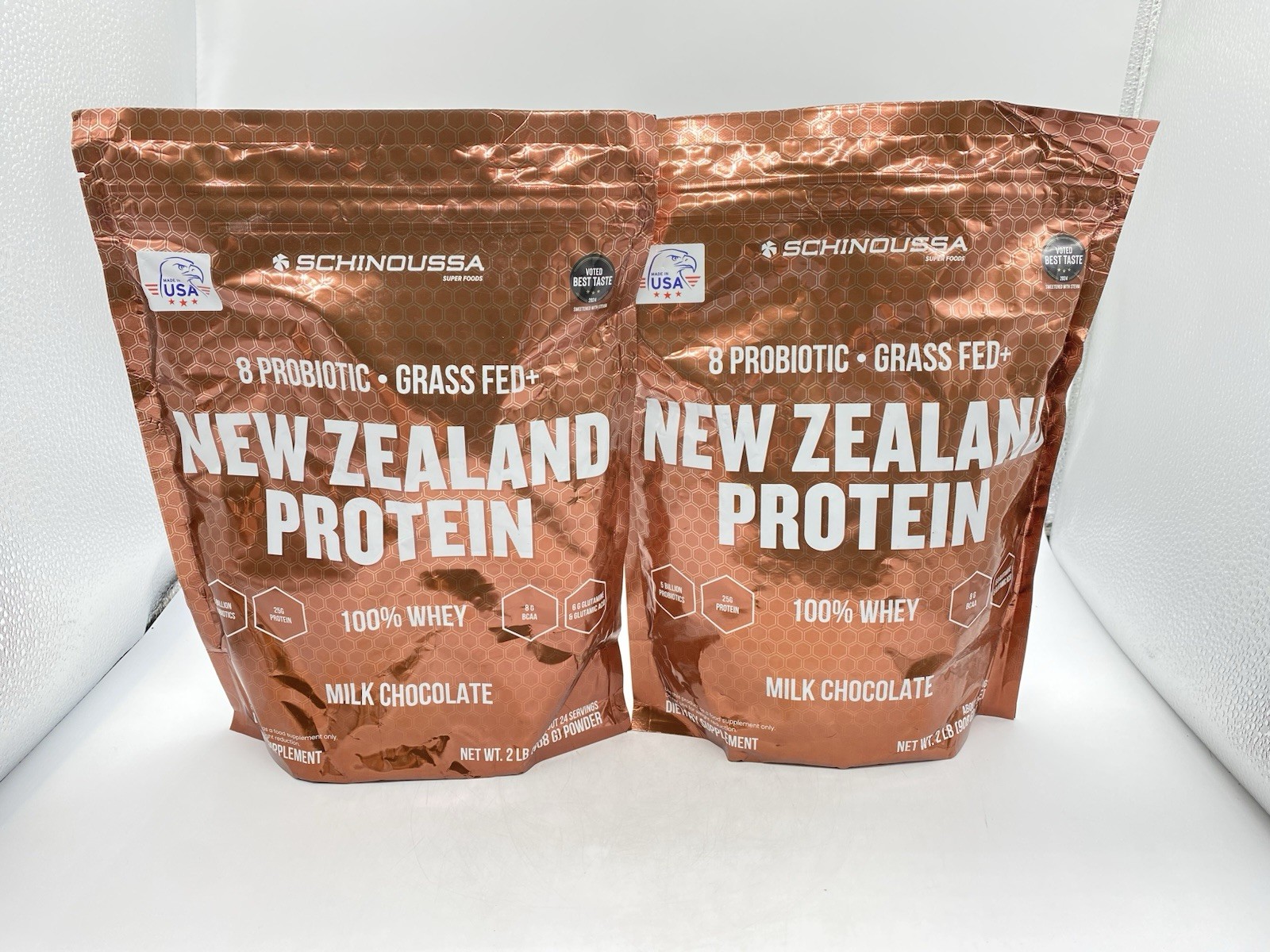 Schinoussa Probiotic Whey Protein Powder - Grass-Fed - Chocolate - 2 Pack