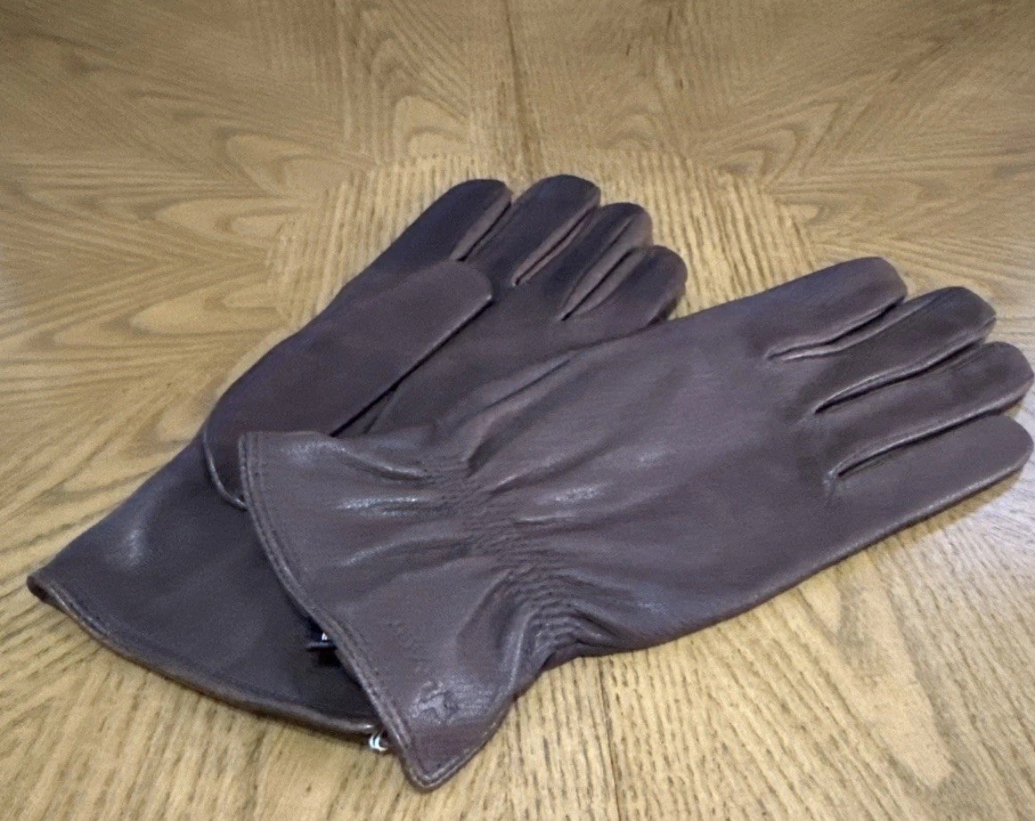 Men’s LANART Brown Leather Alpaca-Lined Gloves/ One Size/ Measurements In Pics