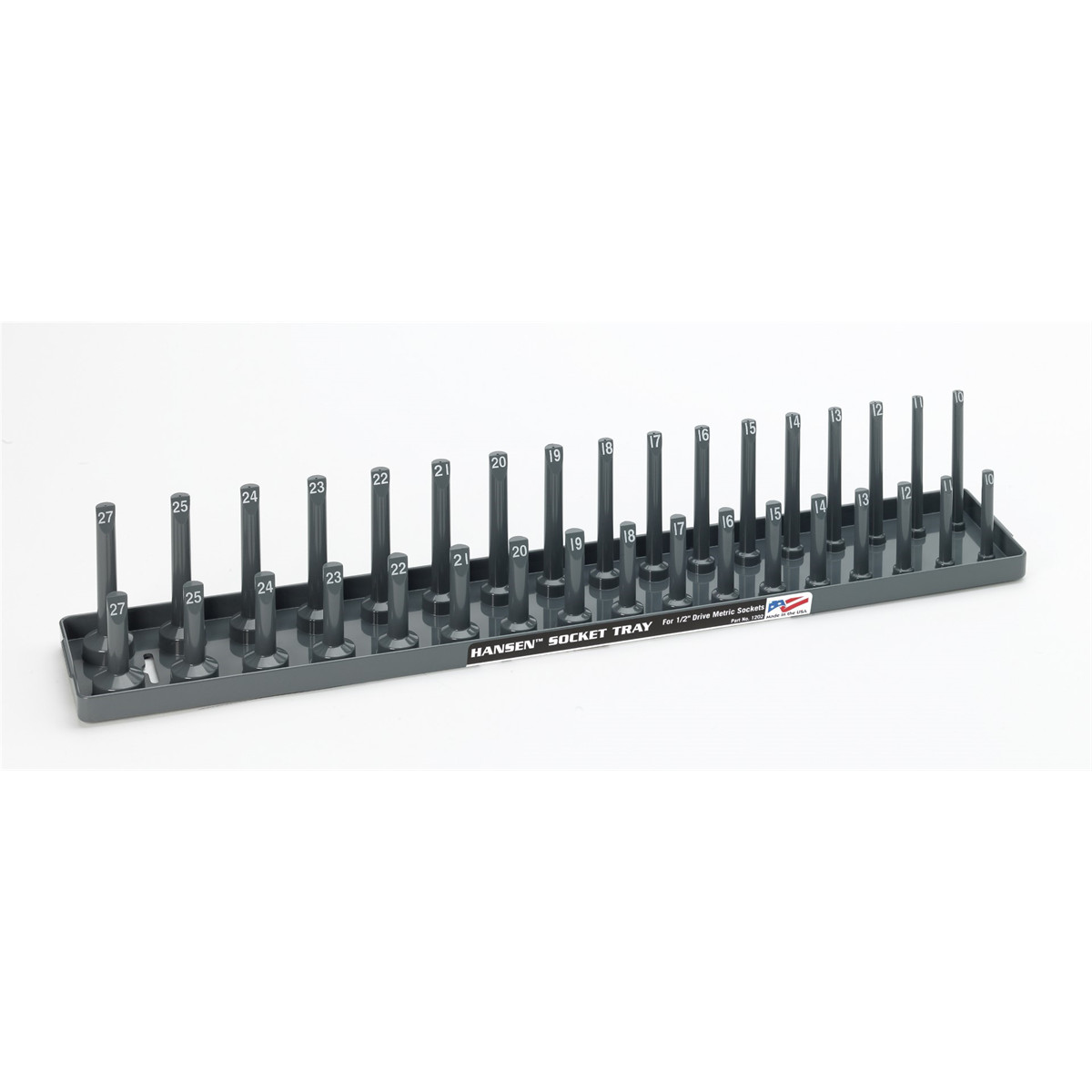 Hansen 1202 Hansen Global 1/2" Drive Metric Socket Holder, Gray