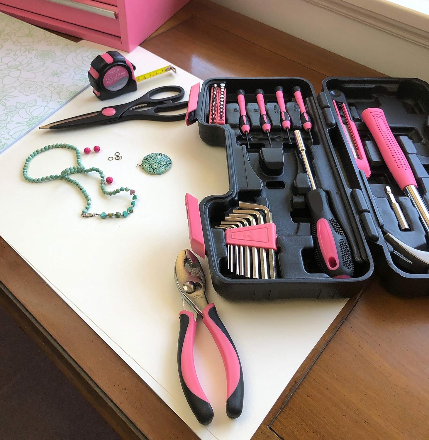 Apollo Tools Original 39 Piece General Household Tool Set in Toolbox Storage Cas