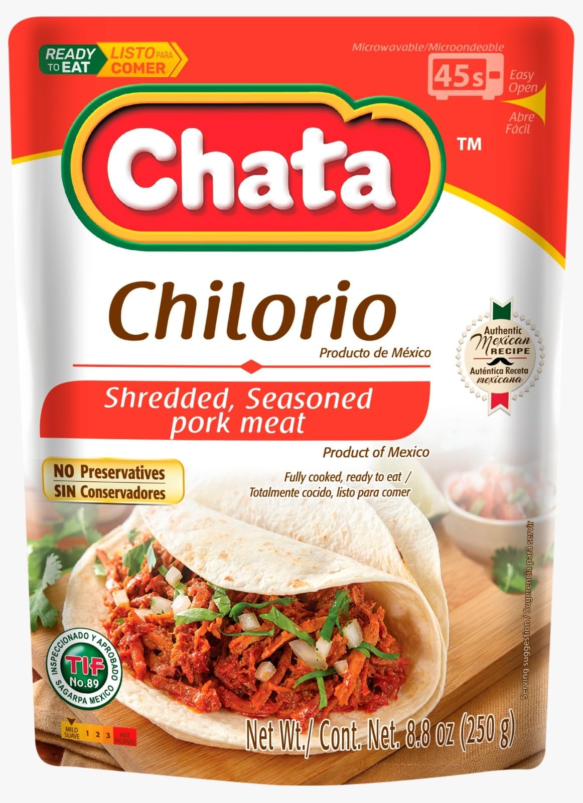 Shredded Pork Chilorio, Seasoned Meat, 8.8 oz, Ready to Eat, Pack of 1