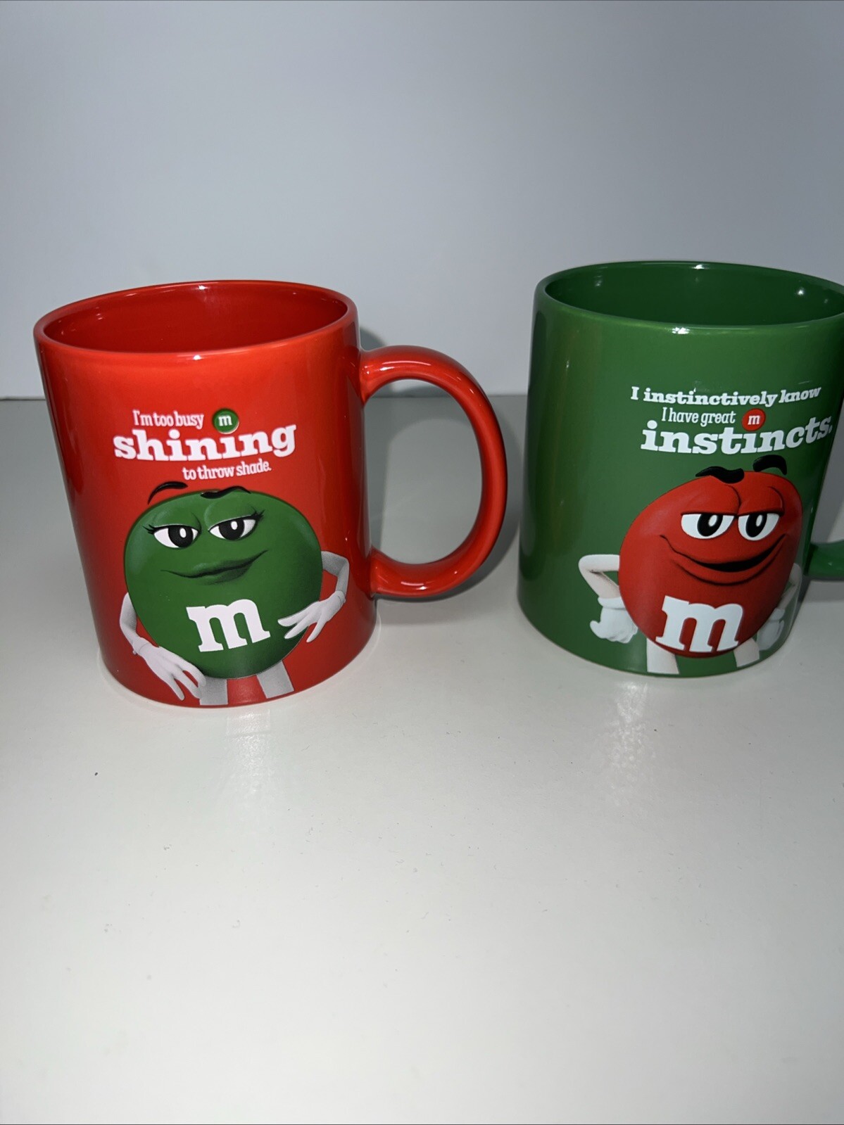 2 M&M Large Red & GREEN 16 oz. Coffee Mugs Officially Licensed New 2024