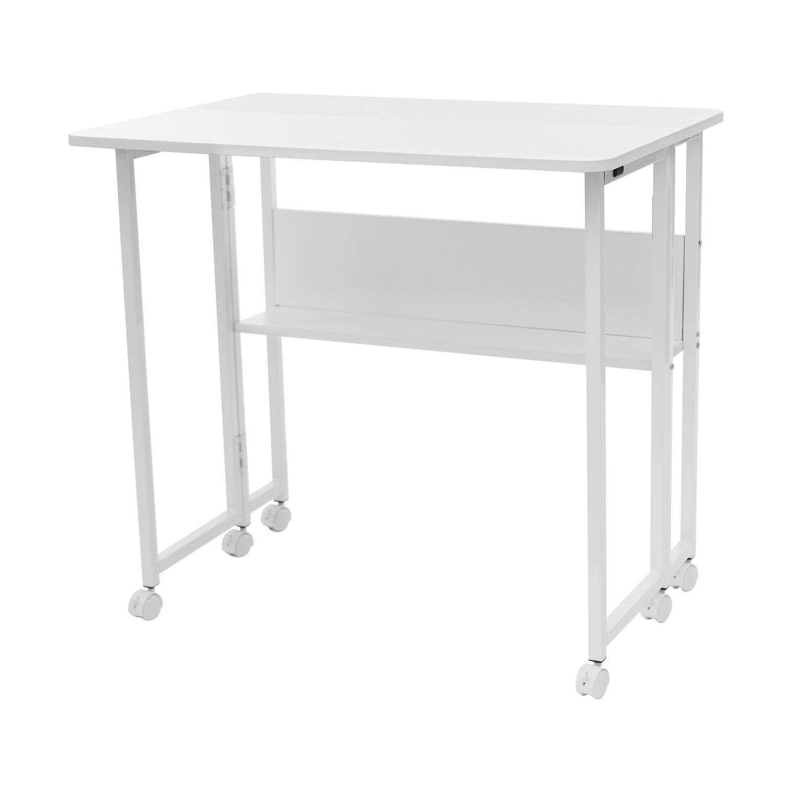 80*58 Cm Folding Desk Small Rolling Desk With Storage Shelf For Computer Desk
