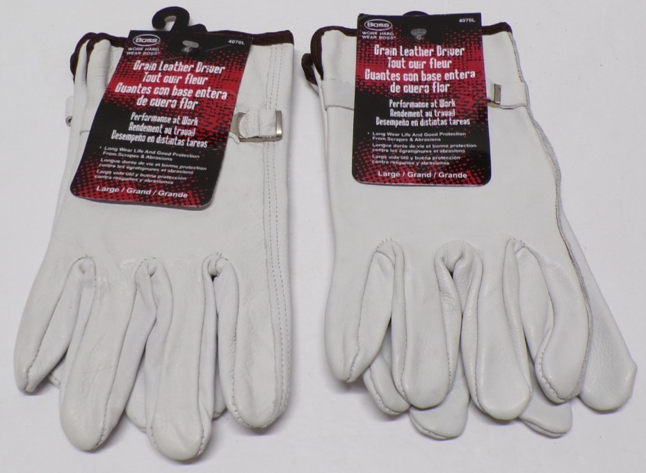 Lot of 2 pair Boss Grain Leather Driver Gloves Large 4070L