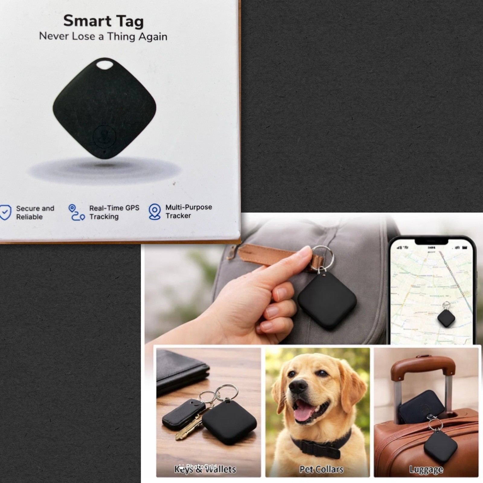iTagPro Smart Air Tag for Android & Apple GPS Tracker Black New