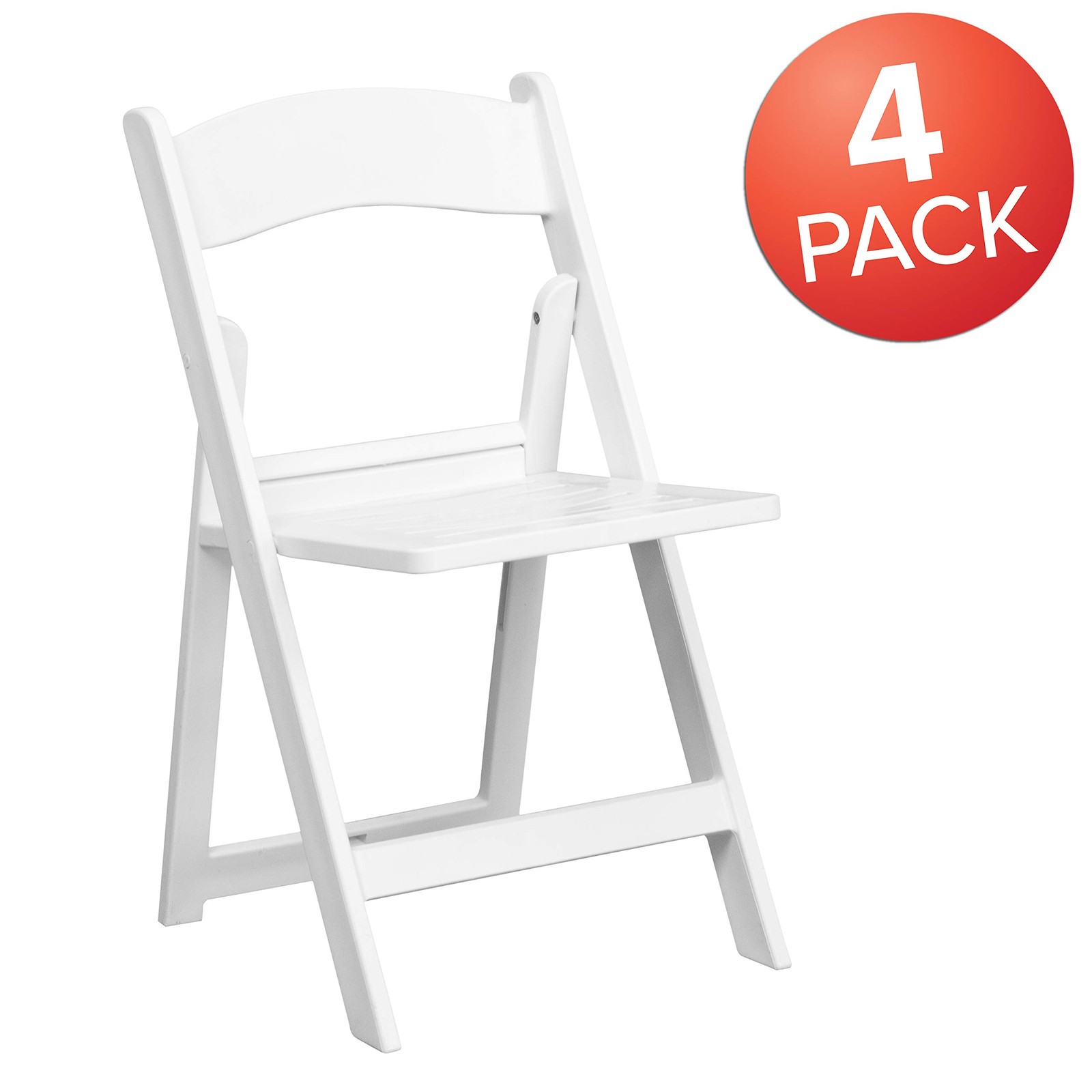 Flash Furniture 4 Pack Hercules Series 800 Lb. Capacity White Resin Folding