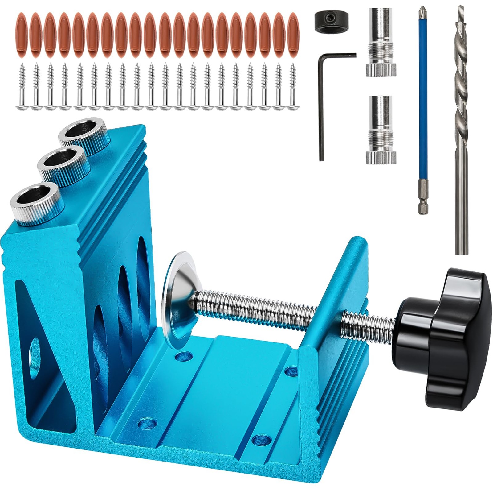 Pocket Hole Jig Kit with 3 Drill Hole for Carpentry Positioner Dowel Drill Jo...