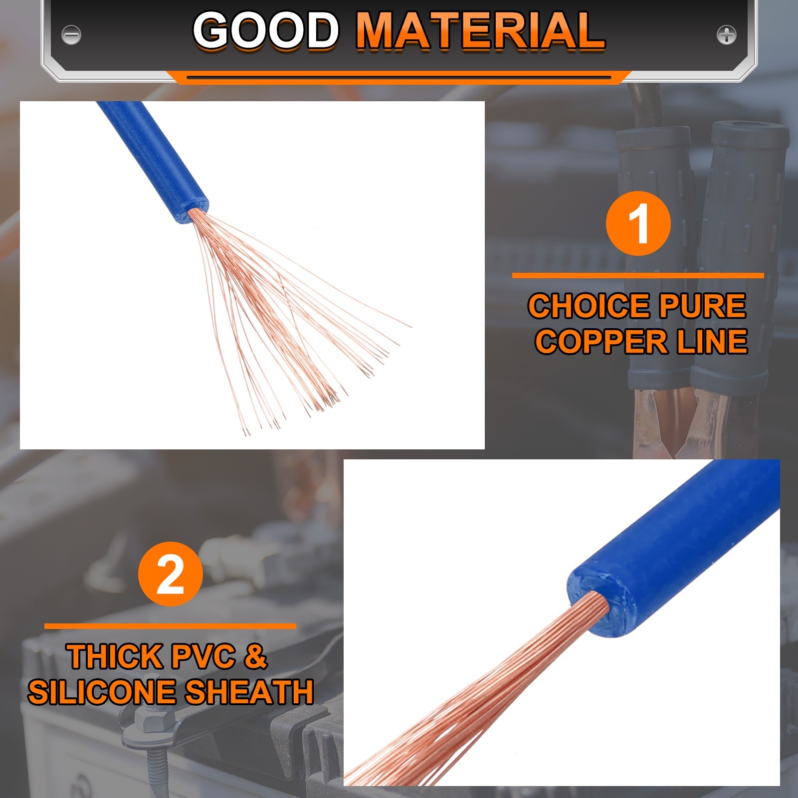 4 Pcs Dual-ended Alligator Clips Test Leads, 15A, 2.99m/9.81ft, Blue