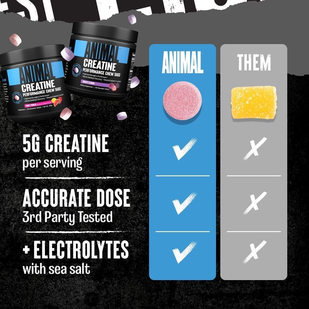 Universal Animal Creatine Performance Chewable Tablets 120 Count 4 Flavors NEW
