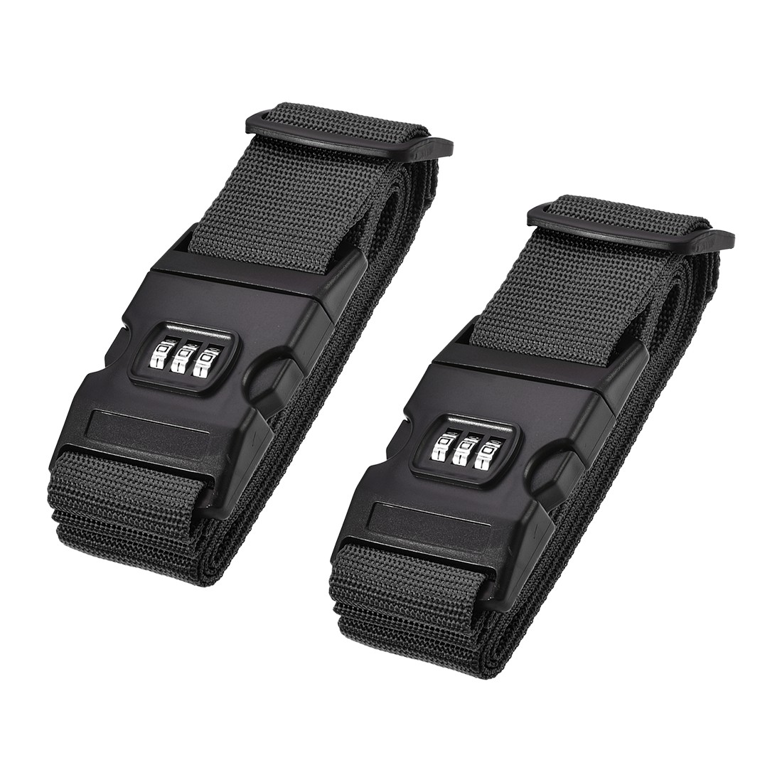 2 x Luggage Straps Suitcase Belts with Buckle Lock 2Mx5cm Adjustable PP Black