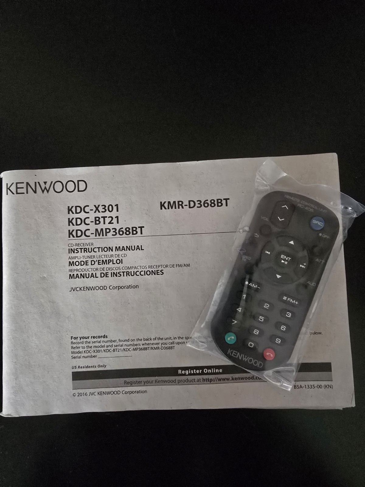 OEM NEW Kenwood Remote Control : KDC-X301, KDC-BT21, KDC-MP368BT, KMR-D368BT