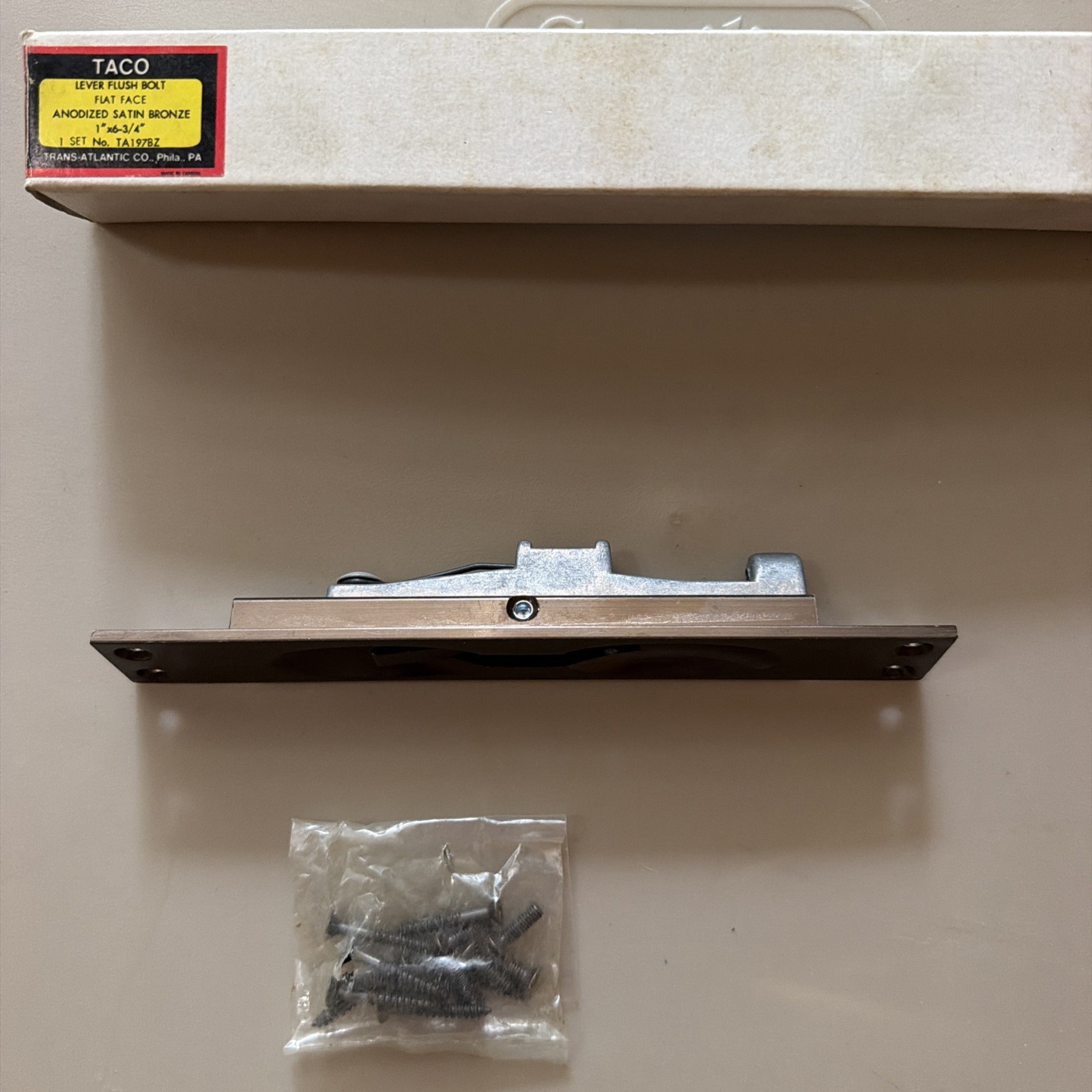 TACO TA-197-BZ EXTENSION FLUSH BOLT BODY ONLY, 1” X 6 3/4” SATIN BRONZE