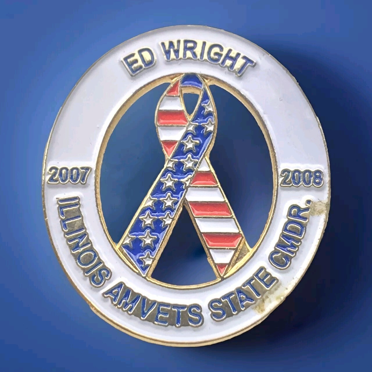 AMVETS Illinois State Commander Pin Ed Wright 2007-2008 Patriotic Collectible