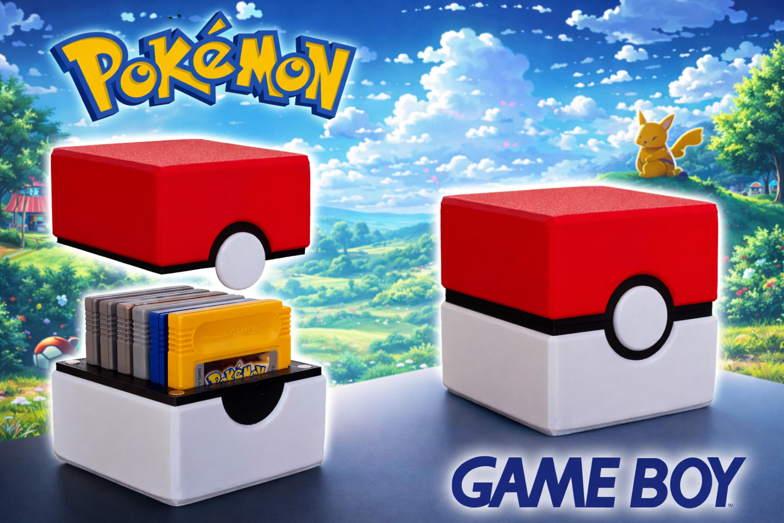 Poké Ball Gameboy Cartridge Holder | Magnetic Game Boy Organizer