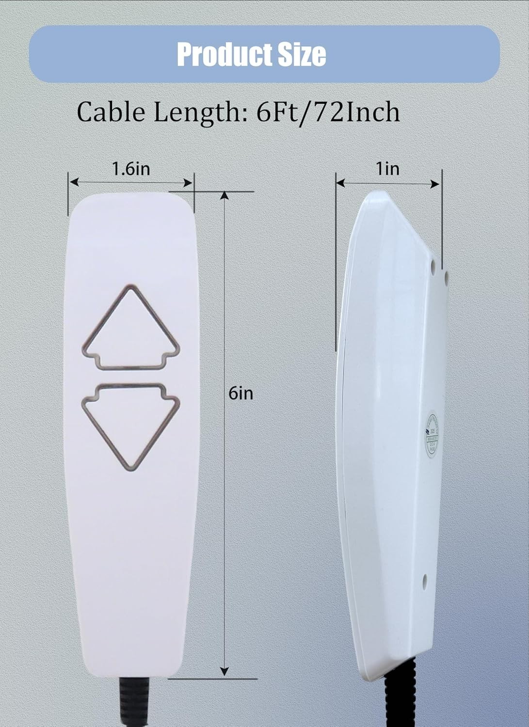 Lift Chair Remote Replacement, 5 Pin 2 Lighted Button Hand Control with 6Ft