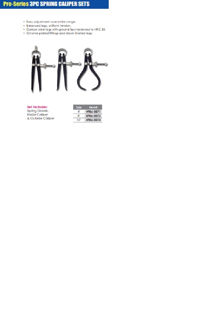 PRO-SERIES 10" 3 PIECE SPRING CALIPER & DIVIDER SET (4906-0074)