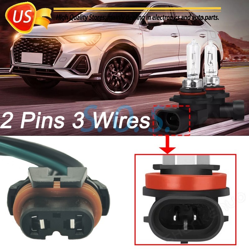 2PCS 9012 Halogen Bulb Inside Headlight Connector Harness For Fiat 500 2012-2017
