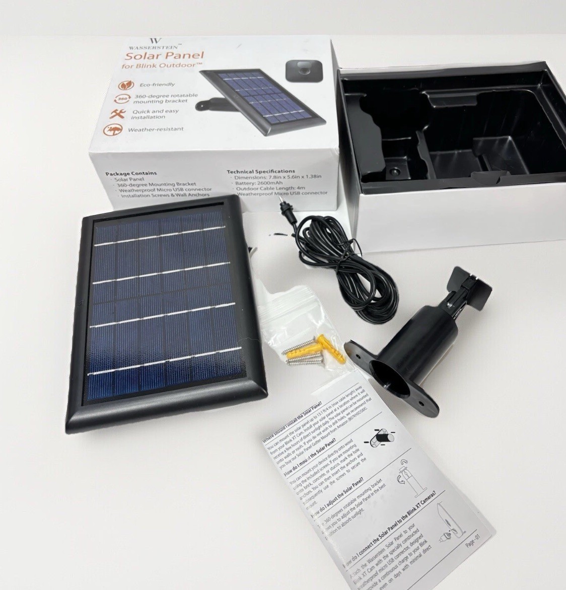 Blink Outdoor Solar Panel Battery for Blink Outdoor XT2 XT Weatherproof Mount