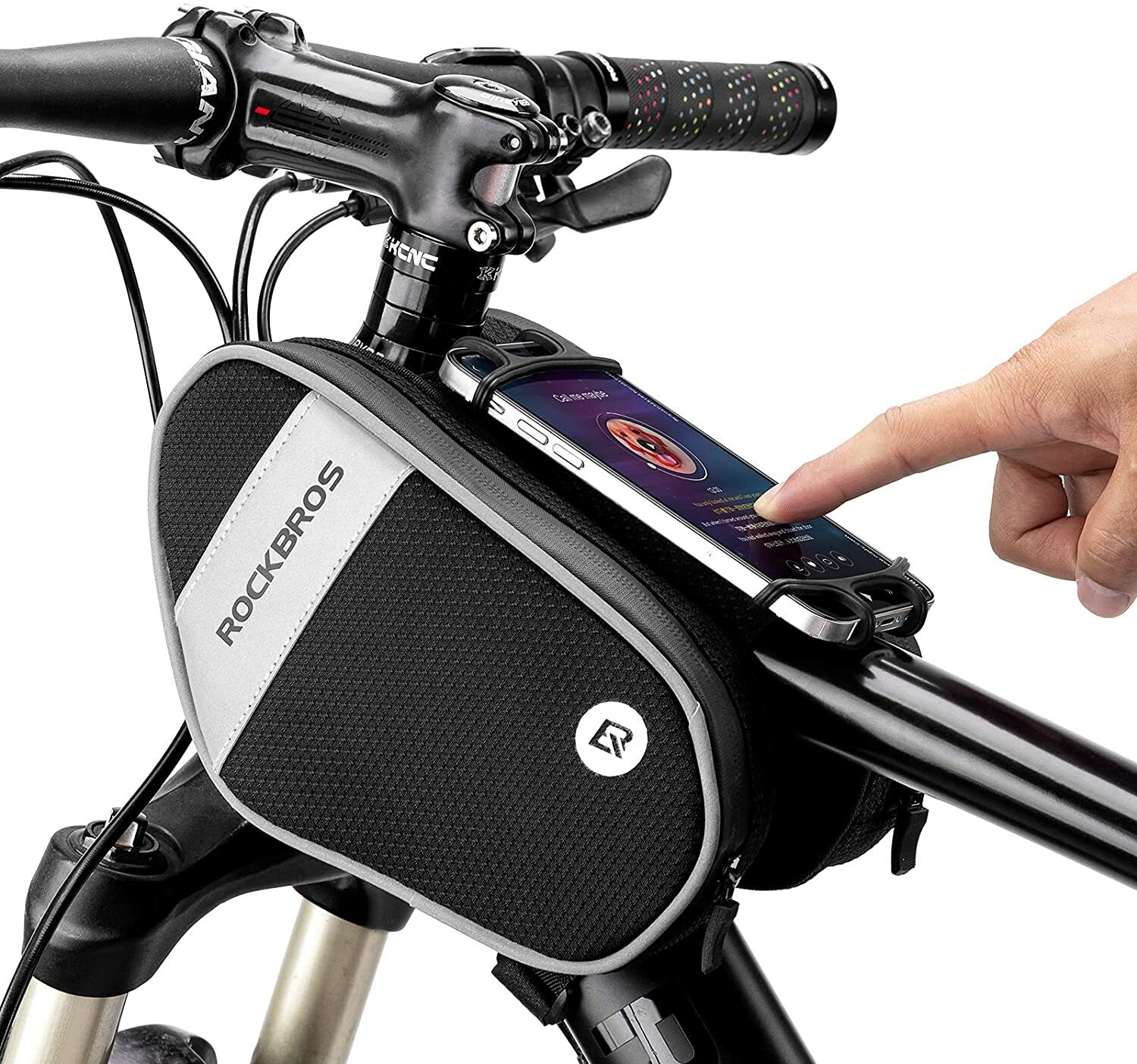 ROCKBROS Bike Front Frame Handlebar Phone Mount Bag Top Tube Phone Holder 6.7''