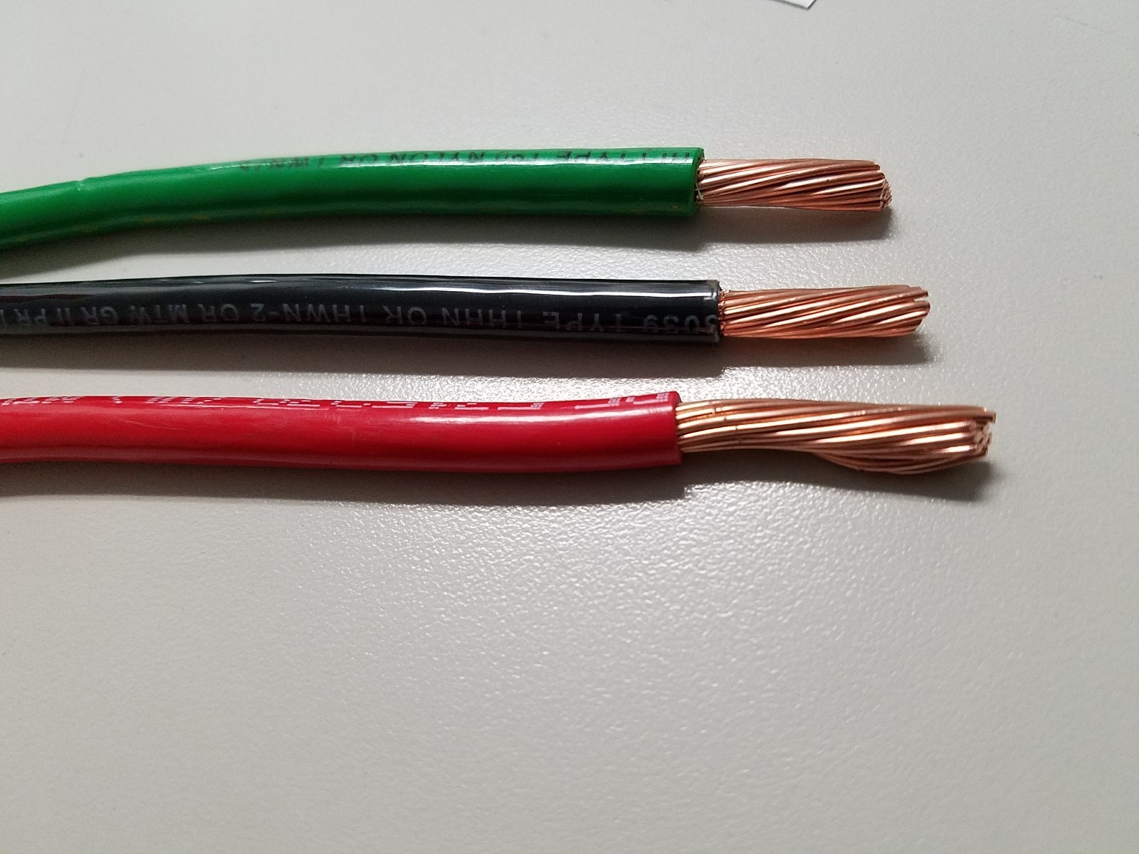 50' EA THHN THWN 6 AWG GAUGE BLACK, GREEN,  RED STRANDED COPPER  BUILDING WIRE