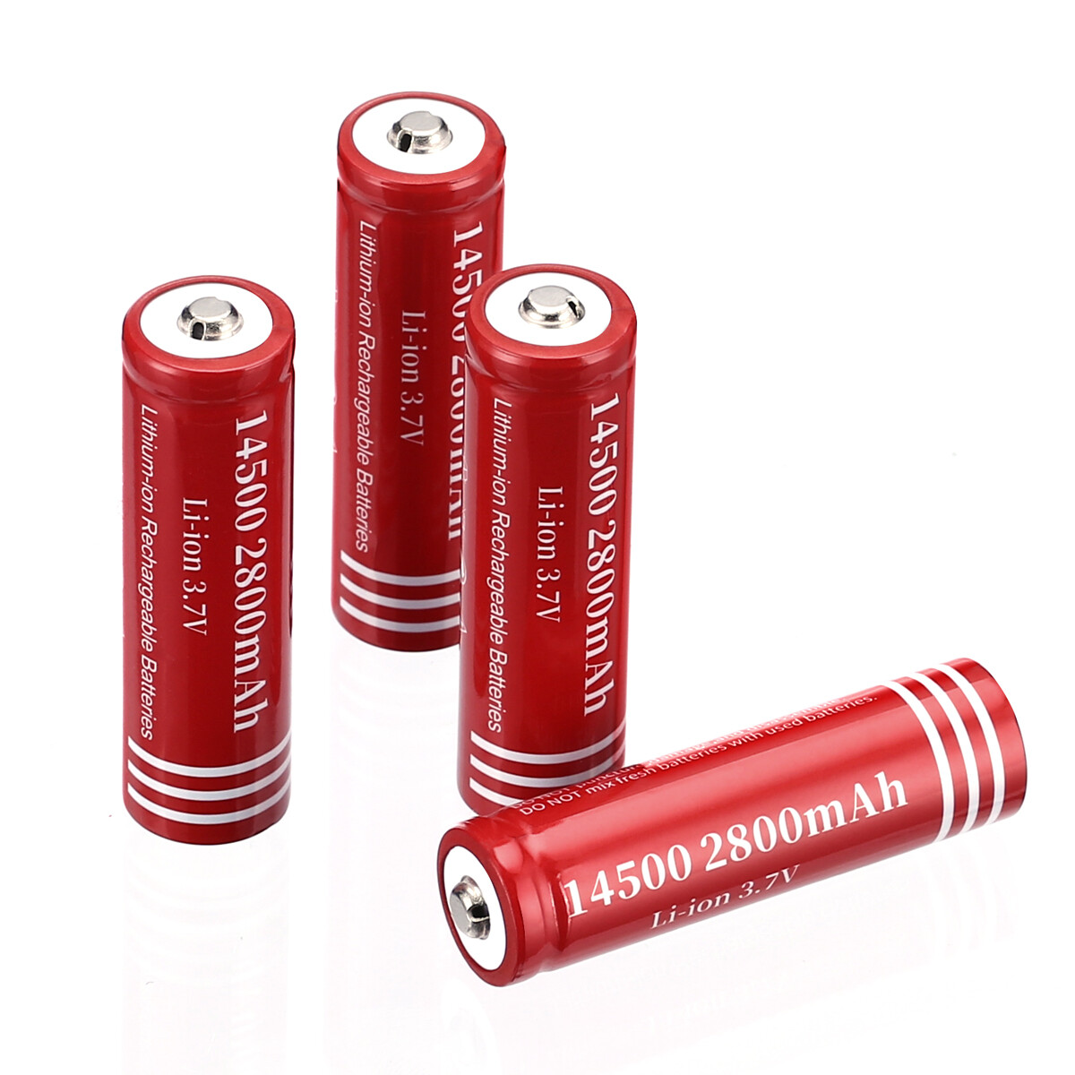 4X 14500 Battery 800mAh Li-ion 3.7V Rechargeable Batteries Cell For Flashlight