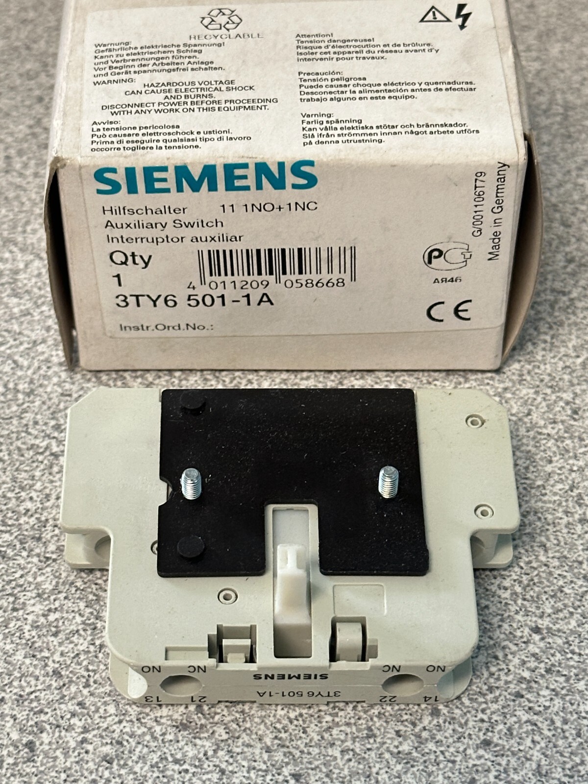 NEW SIEMENS 3TY6501-1A AUXILIARY CONTACT