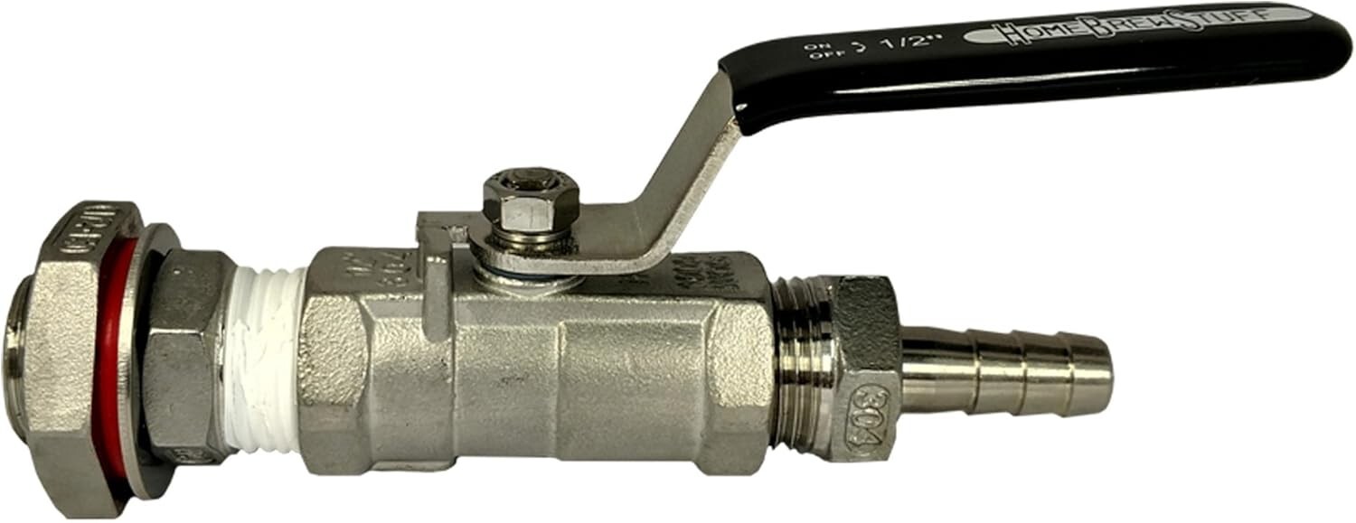 1/2" Stainless Steel Weldless Compact Ball Valve & Barb-Homebrew Beer Kettle Pot