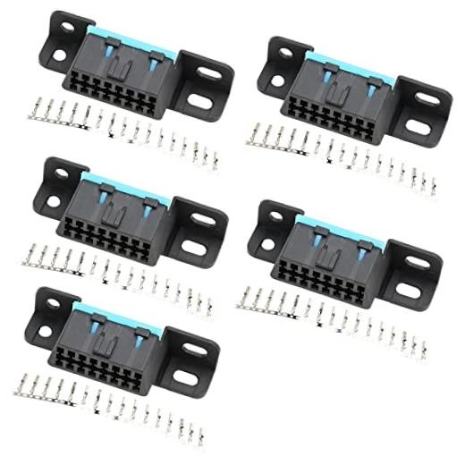 OBD2 16 Pin Female Connector Fixed Harness Female Assembled Plug Dash Pack of 5