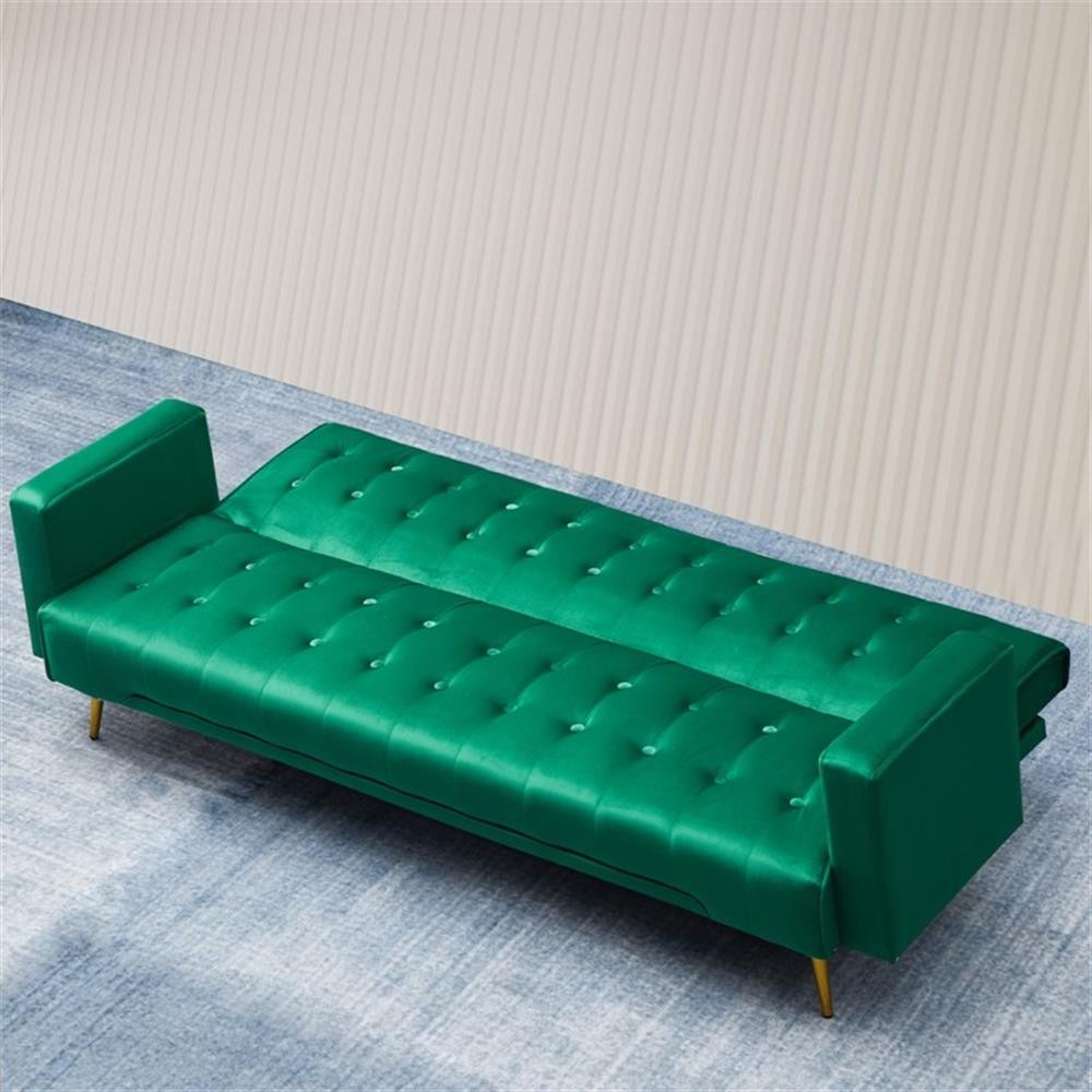 Kingway Furniture Jeffery Velvet Convertible Sofa in Green