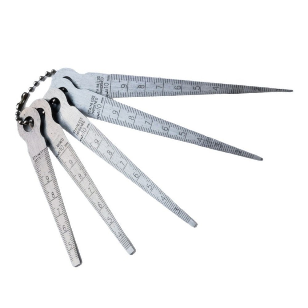Stainless Steel 5 Piece Wedge Feeler Gauge Set with 110mm Tapered Hole Gauge