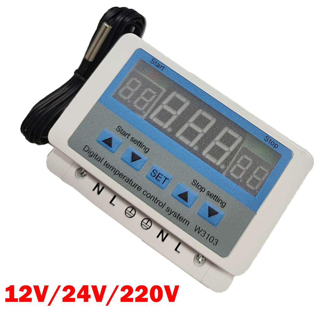 W3103 Digital Wall-Mounted Temperature Controller Thermostat 30A 12V/24V/220V