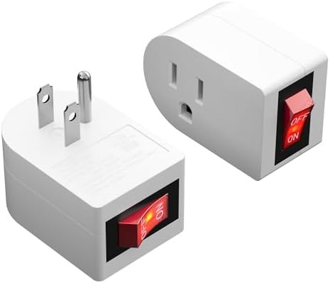 Grounded Outlet Extender with ON/Off Switch (2 Pack), 3 Prong Single Port Power