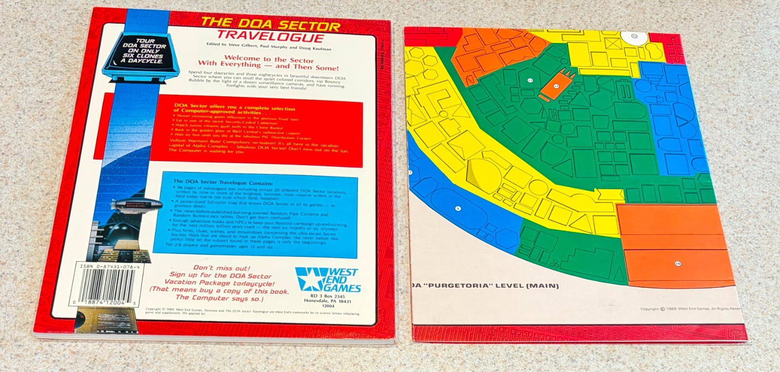 PARANOID Science Fiction RPG (West End 1989) -- DOA Sector Module -- With Map