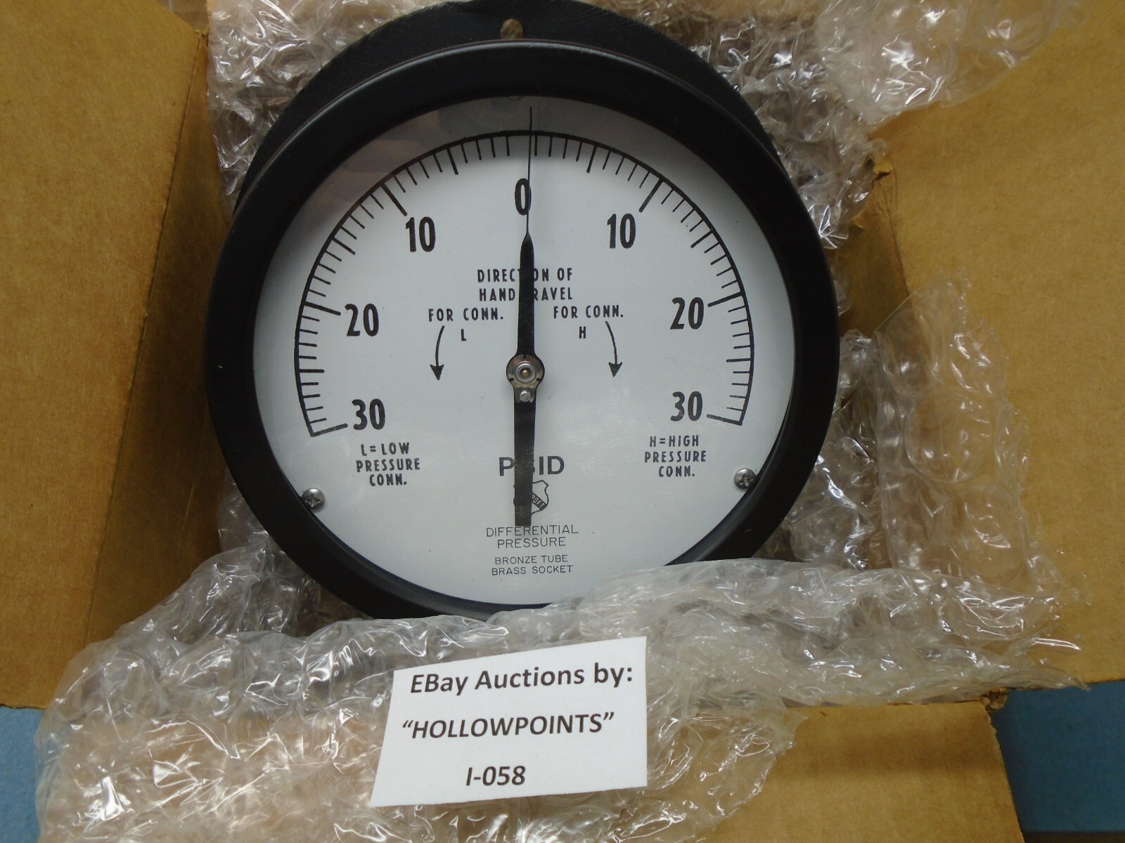Ashcroft NOS 60 1125A 02L Special Service DIFF Pressure Gauge  30 HI & LOW I058